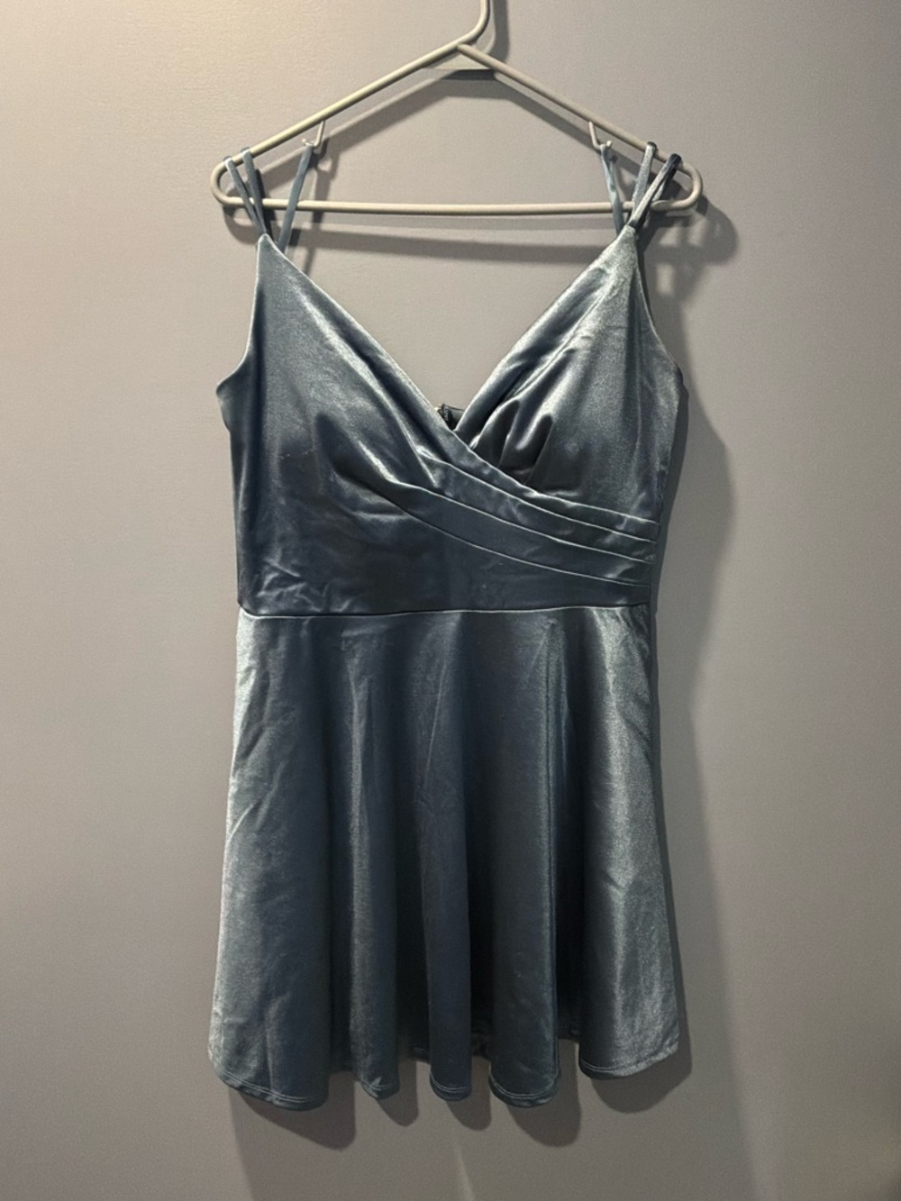 🚘Satin Party Dress in Steel Blue